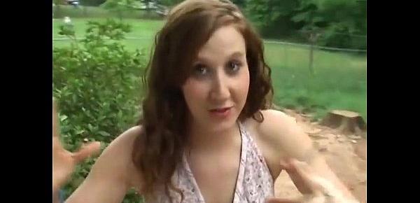  Girl smoking outdoor and flashing her tits